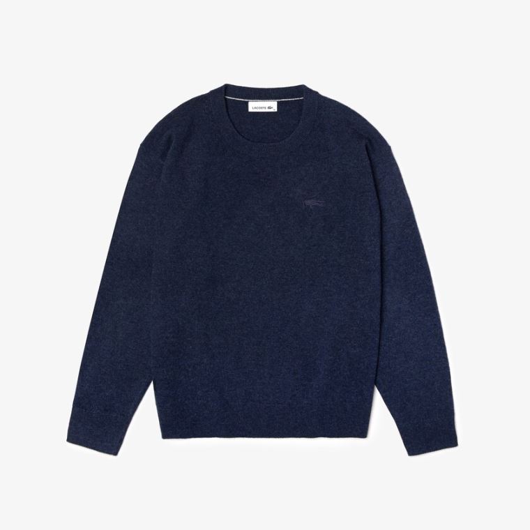 Lacoste Crew Neck Wool Genser Blå | 5wUMJ2kJ