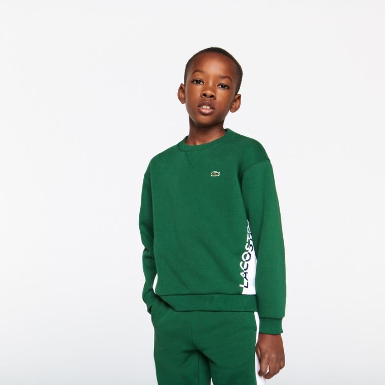 Lacoste Crewneck Fleece Sweatshirt Grønn Hvite | Z8rwkdwn