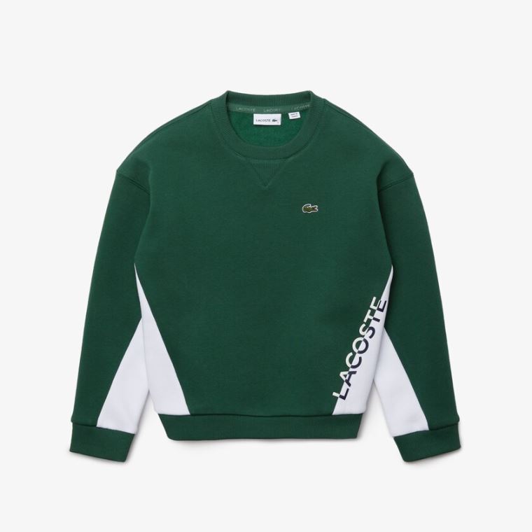 Lacoste Crewneck Fleece Sweatshirt Grønn Hvite | Z8rwkdwn