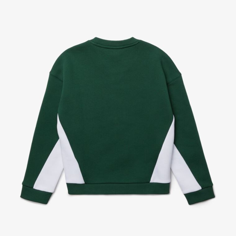 Lacoste Crewneck Fleece Sweatshirt Grønn Hvite | Z8rwkdwn