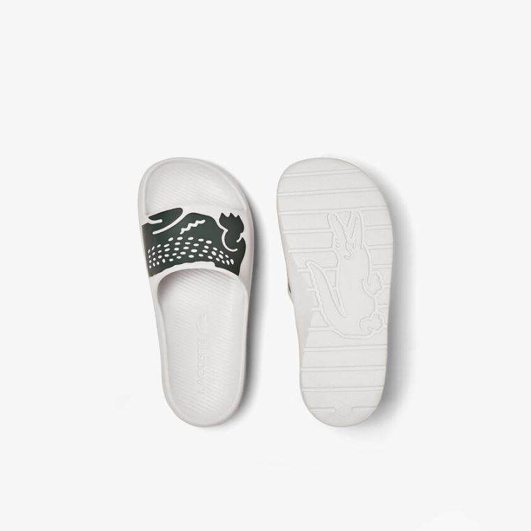 Lacoste Croco 2.0 Syntetisk Print Slides Hvite | QwEx3eWP