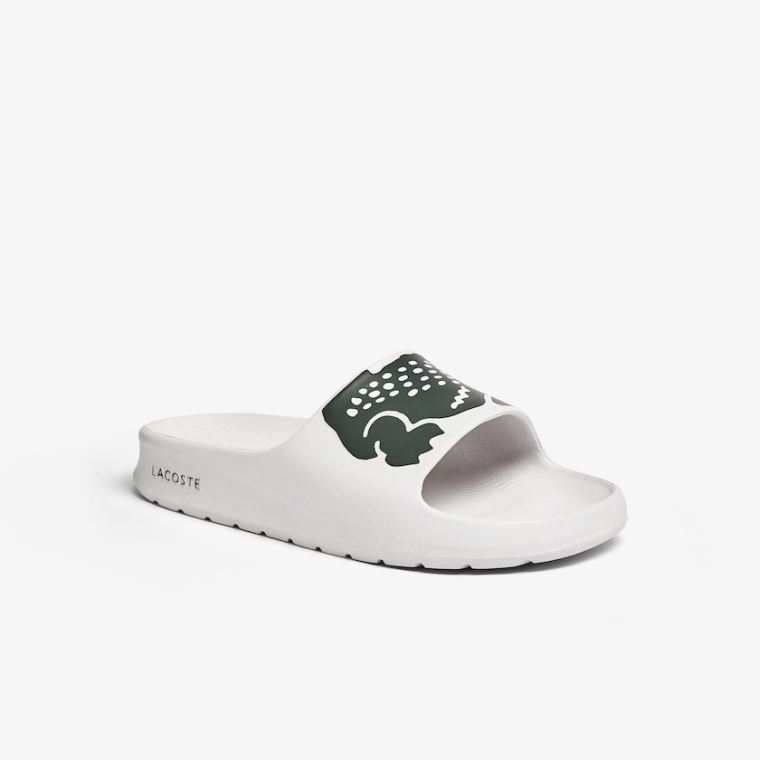 Lacoste Croco 2.0 Syntetisk Print Slides Hvite | QwEx3eWP