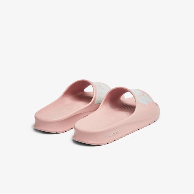 Lacoste Croco 2.0 Syntetisk Print Slides Lyse Rosa Hvite | fWdpR938