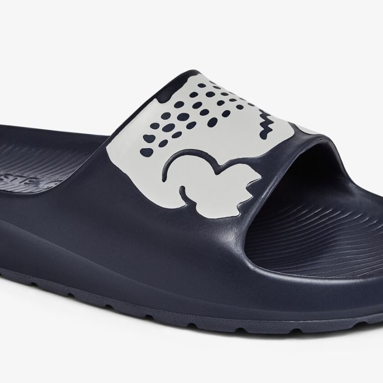 Lacoste Croco 2.0 Syntetisk Print Slides Marineblå Hvite | wAjhzYBe