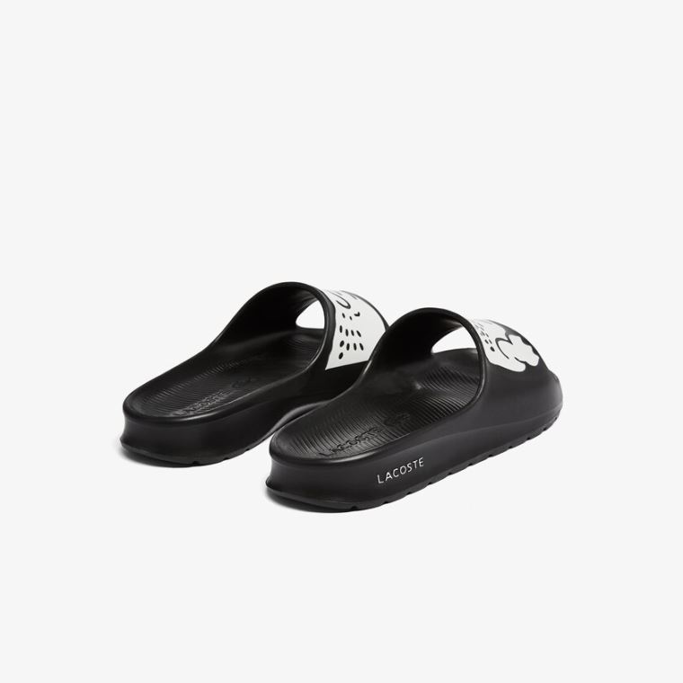 Lacoste Croco 2.0 Syntetisk Print Slides Svarte Hvite | xDpDF130