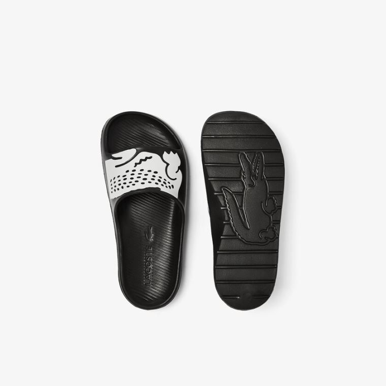 Lacoste Croco 2.0 Syntetisk Print Slides Svarte Hvite | xDpDF130