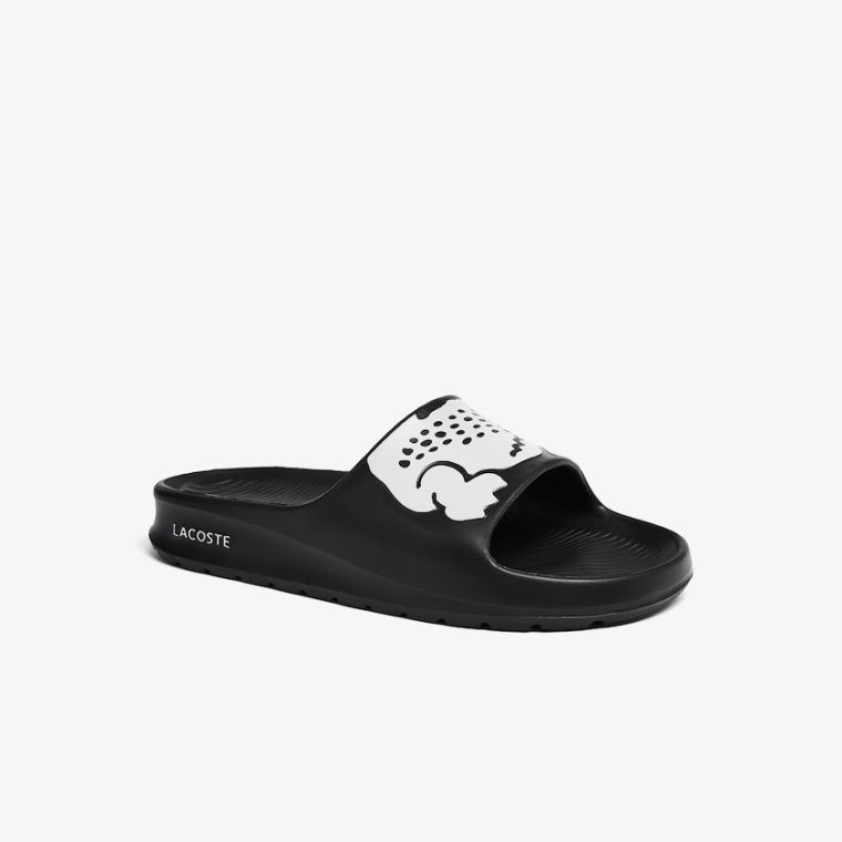 Lacoste Croco 2.0 Syntetisk Print Slides Svarte Hvite | xDpDF130