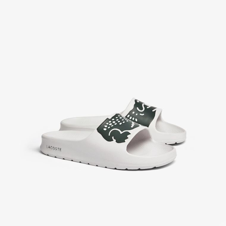 Lacoste Croco 2.0 Syntetisk Slides Hvite Mørke Grønn | lVMitjKC