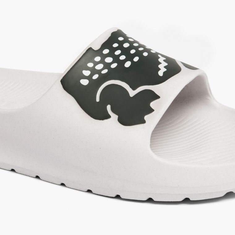 Lacoste Croco 2.0 Syntetisk Slides Hvite Mørke Grønn | lVMitjKC