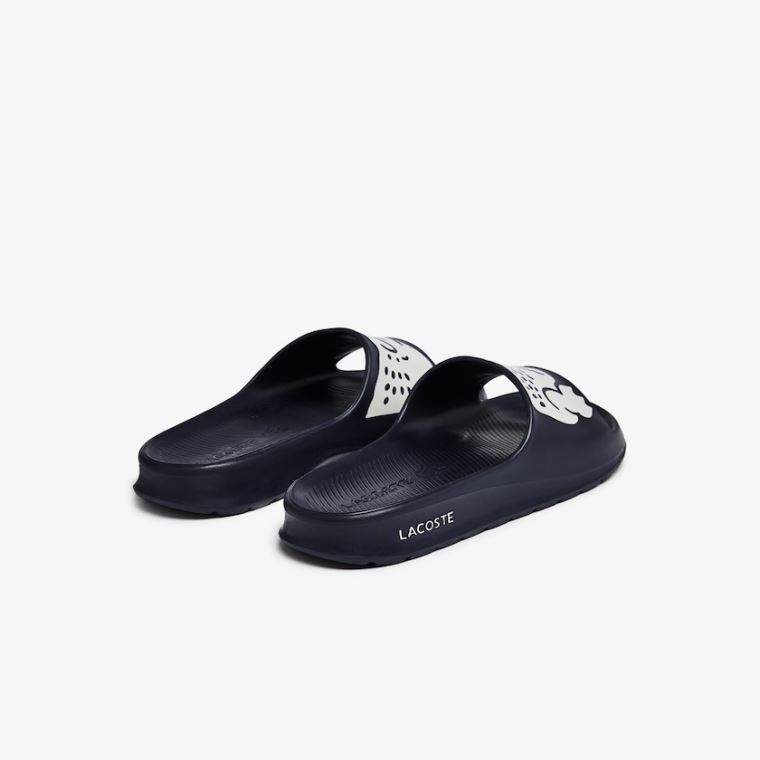 Lacoste Croco 2.0 Syntetisk Slides Marineblå Hvite | dJeu2CFN