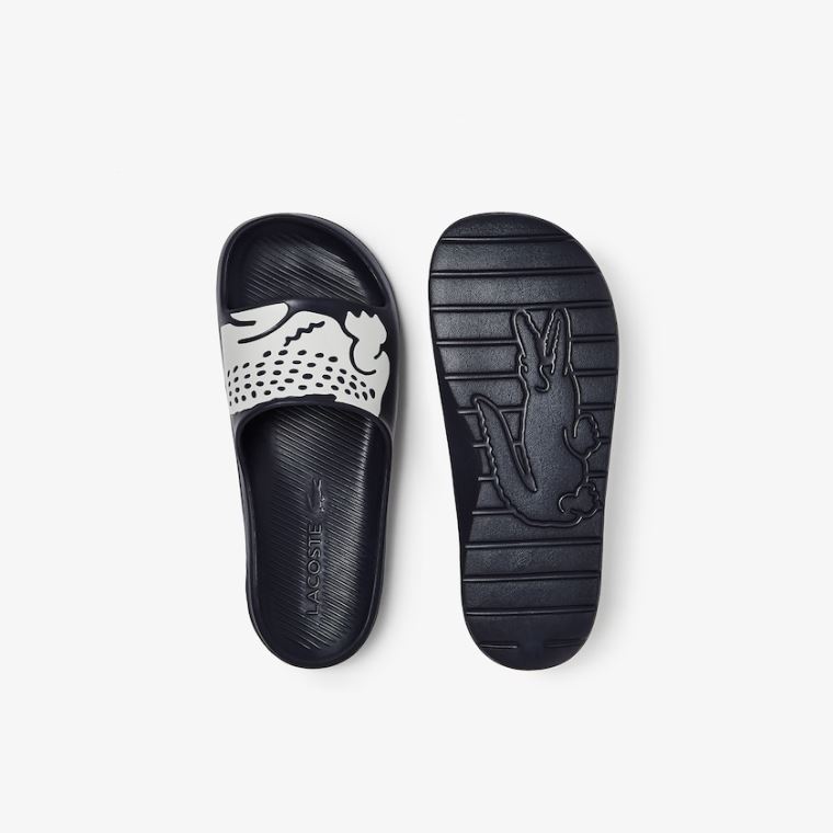 Lacoste Croco 2.0 Syntetisk Slides Marineblå Hvite | dJeu2CFN