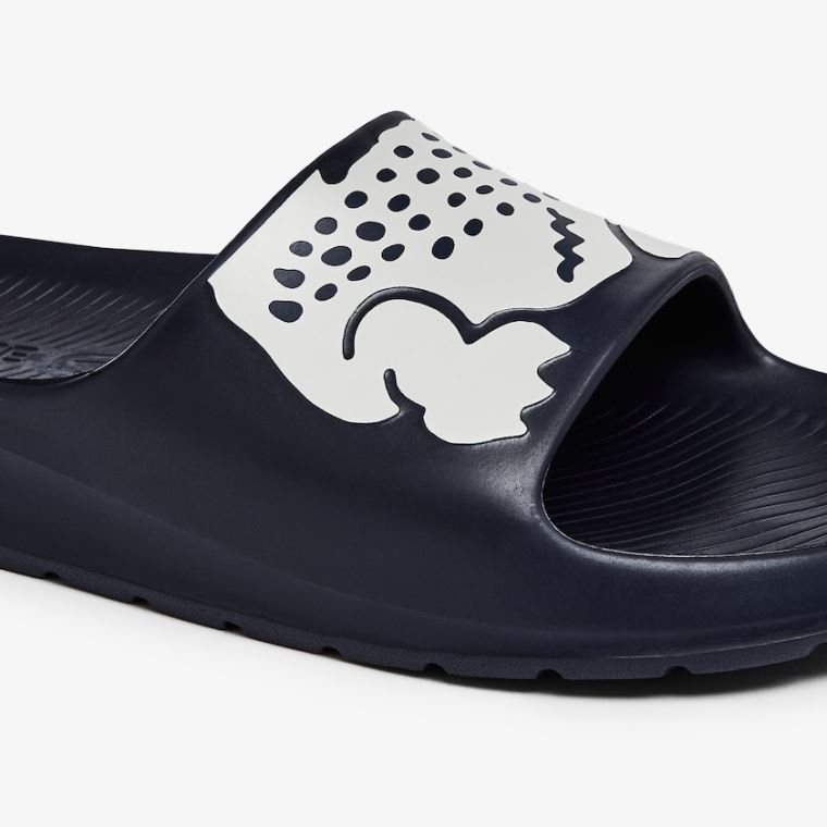 Lacoste Croco 2.0 Syntetisk Slides Marineblå Hvite | dJeu2CFN