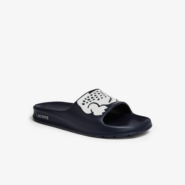 Lacoste Croco 2.0 Syntetisk Slides Marineblå Hvite | dJeu2CFN