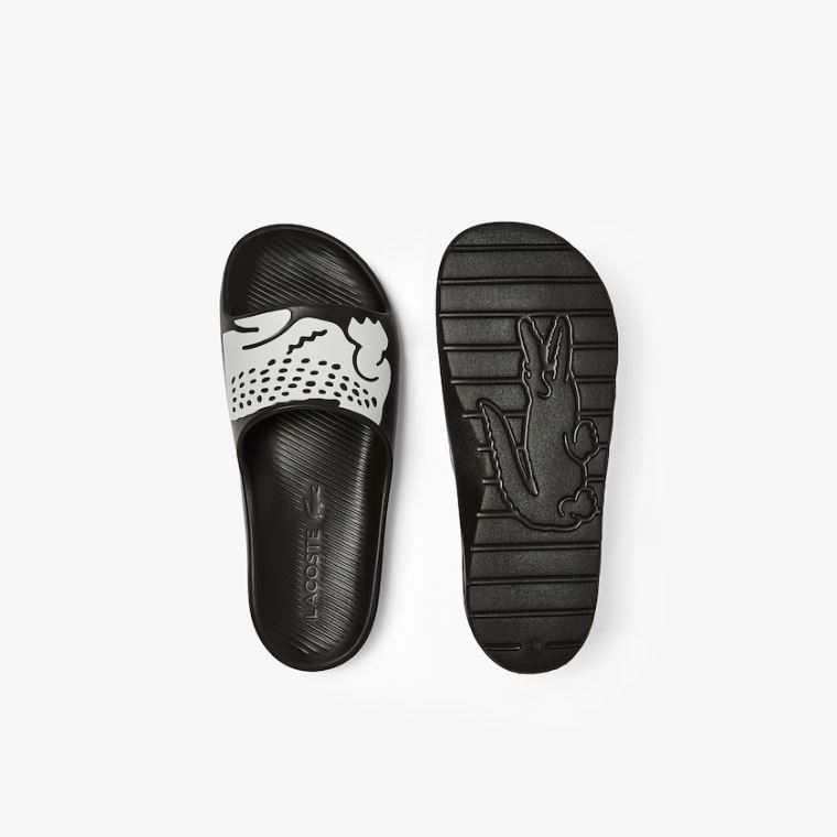 Lacoste Croco 2.0 Syntetisk Slides Svarte Hvite | erLkg9jC