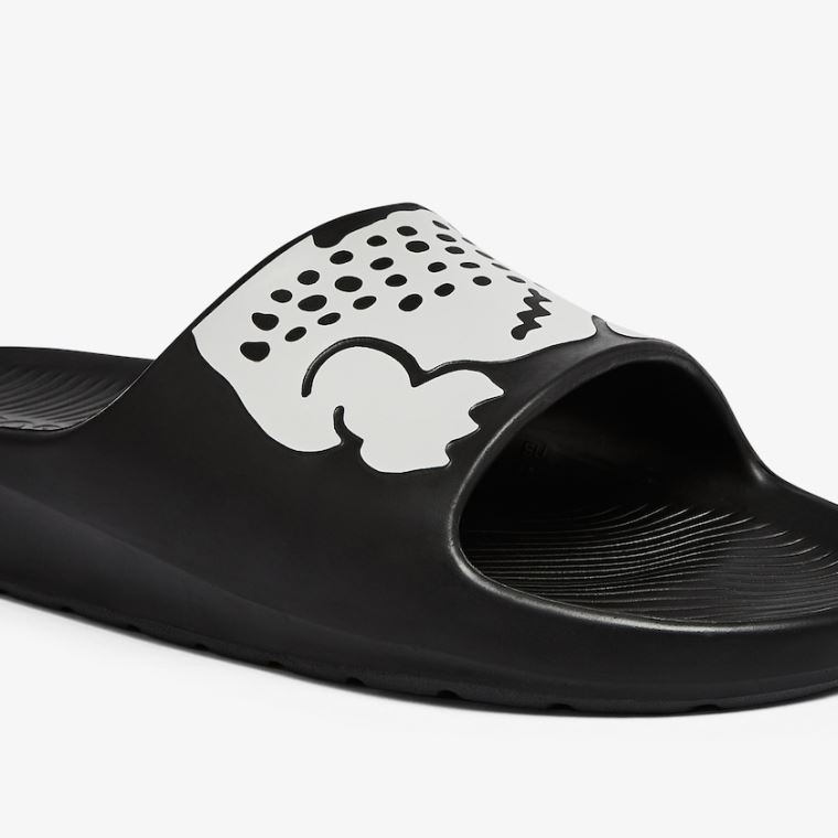 Lacoste Croco 2.0 Syntetisk Slides Svarte Hvite | erLkg9jC