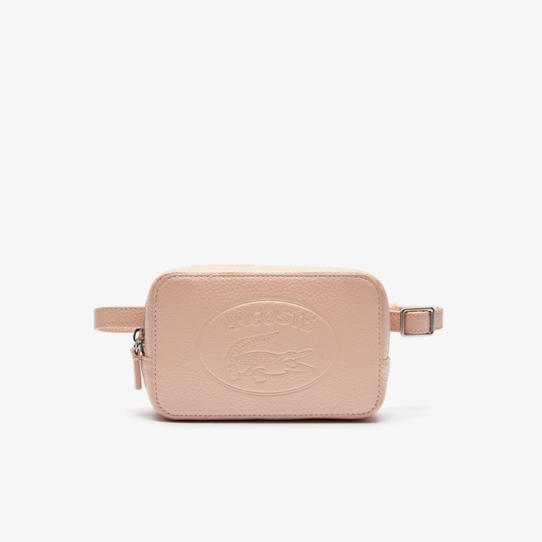 Lacoste Croco Crew Embossed Logo Grained Lær Belt Bag Rosa | 9M4OFdhD