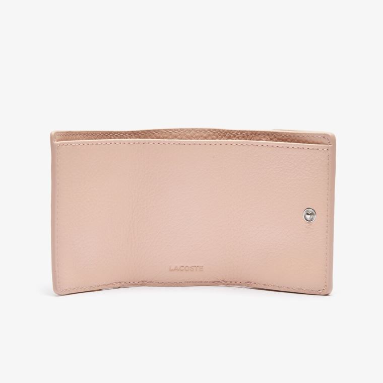 Lacoste Croco Crew Grained Lær Zip Wallet Rosa | 6lnTjemu