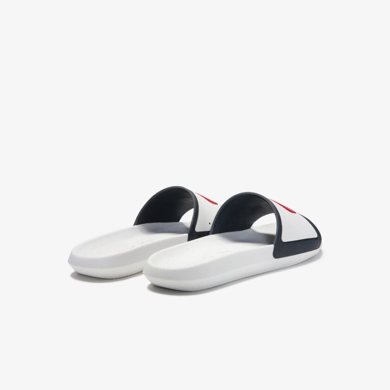 Lacoste Croco Rubber Reima Syntetisk Slides Hvite Beige | 5l7s3woq