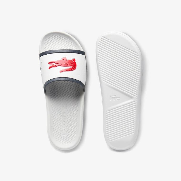 Lacoste Croco Rubber Reima Syntetisk Slides Hvite Beige | 5l7s3woq