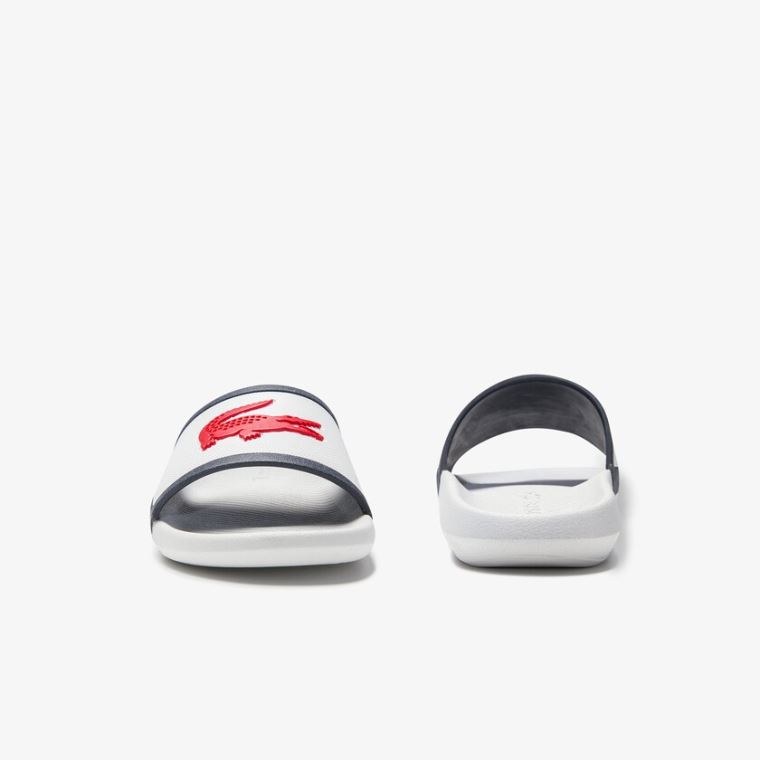 Lacoste Croco Rubber Reima Syntetisk Slides Hvite Beige | 5l7s3woq