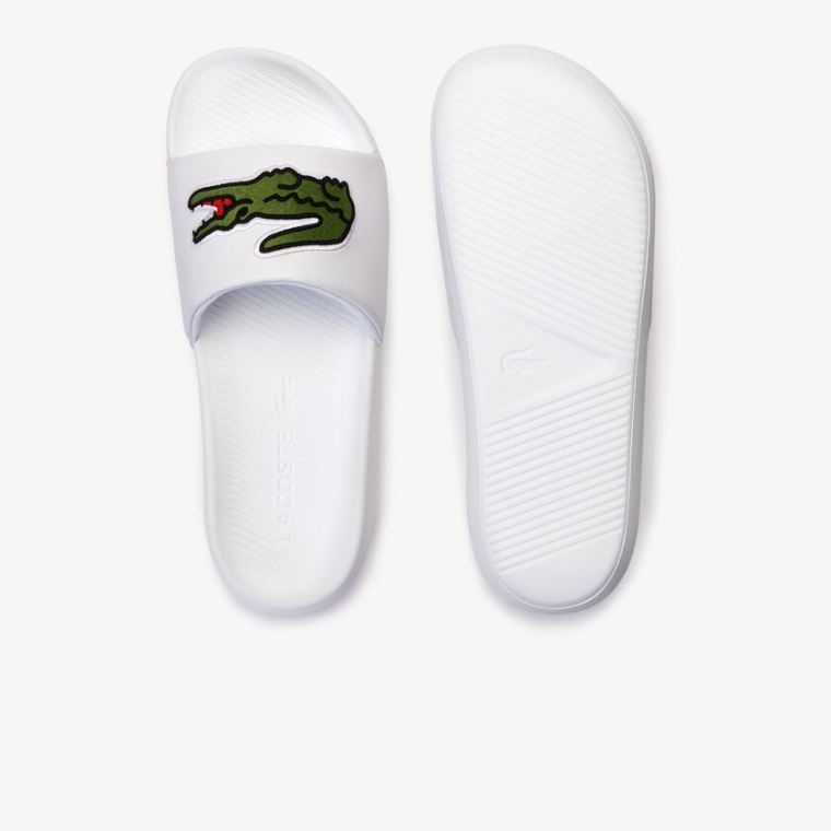 Lacoste Croco Syntetisk Slides Hvite Grønn | 5TrhPk0L