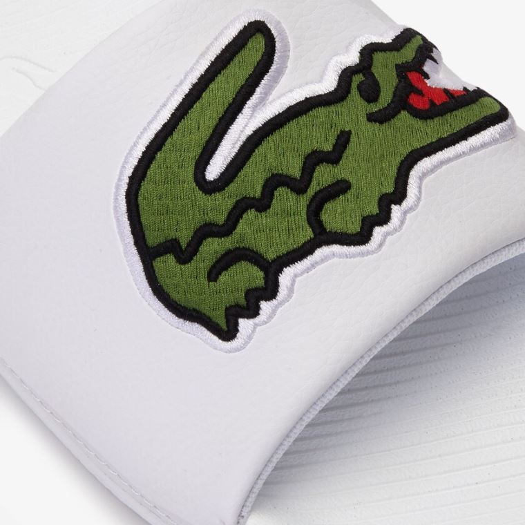 Lacoste Croco Syntetisk Slides Hvite Grønn | 5TrhPk0L