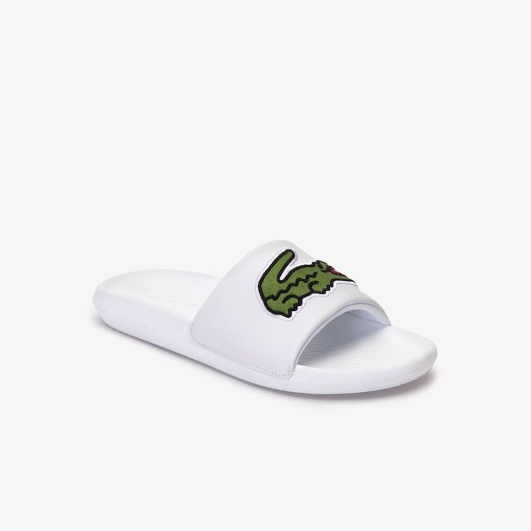 Lacoste Croco Syntetisk Slides Hvite Grønn | 5TrhPk0L