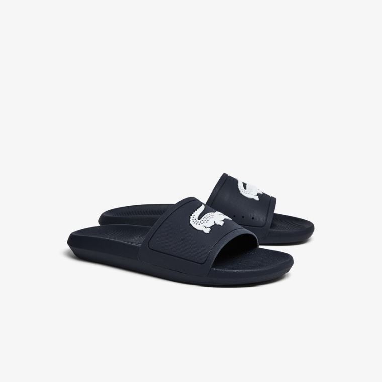 Lacoste Croco Syntetisk Slides Marineblå Hvite | c5gRh2Wb