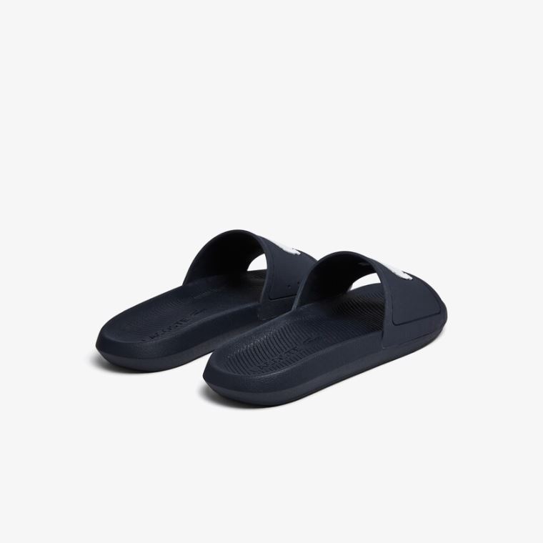 Lacoste Croco Syntetisk Slides Marineblå Hvite | c5gRh2Wb