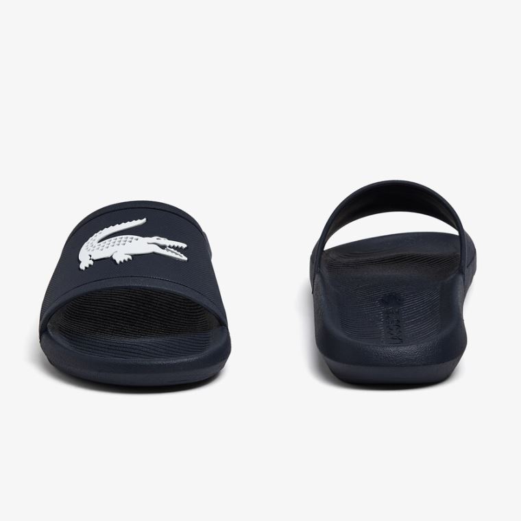 Lacoste Croco Syntetisk Slides Marineblå Hvite | c5gRh2Wb