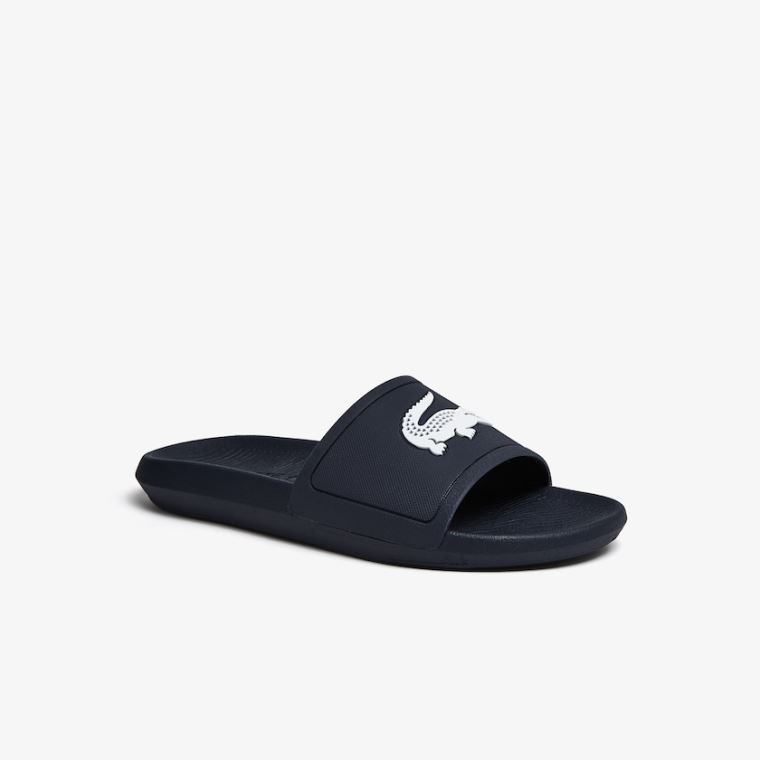 Lacoste Croco Syntetisk Slides Marineblå Hvite | c5gRh2Wb