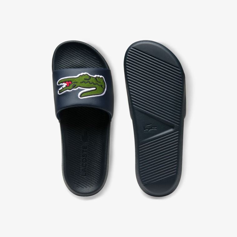 Lacoste Croco Syntetisk and PU Slides Marineblå | oVhqQMVq