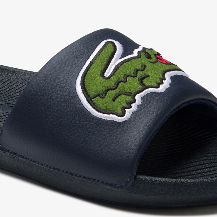 Lacoste Croco Syntetisk and PU Slides Marineblå | oVhqQMVq