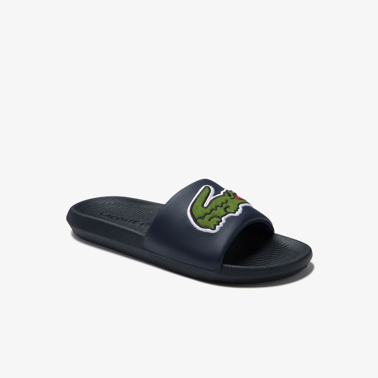 Lacoste Croco Syntetisk and PU Slides Marineblå | oVhqQMVq