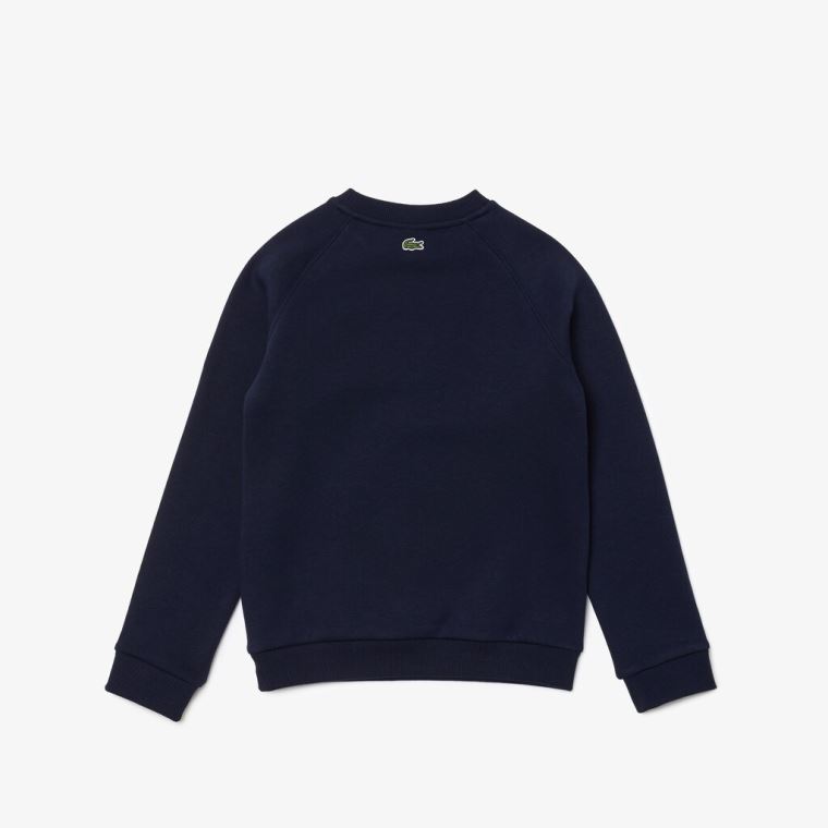 Lacoste Crocodile Graphic Fleece Sweatshirt Marineblå Blå | 5TYnaFDD