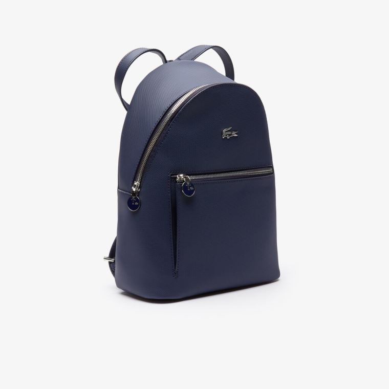 Lacoste Daily Classic Coated Piqué Canvas Backpack Marineblå | cYcEa4rd