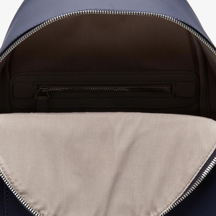 Lacoste Daily Classic Coated Piqué Canvas Backpack Marineblå | cYcEa4rd