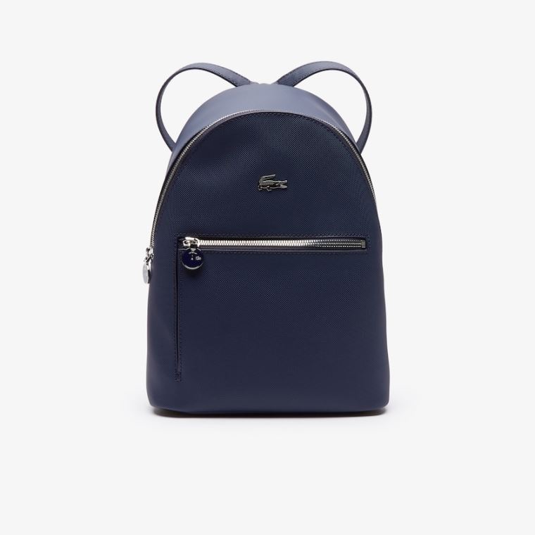 Lacoste Daily Classic Coated Piqué Canvas Backpack Marineblå | cYcEa4rd