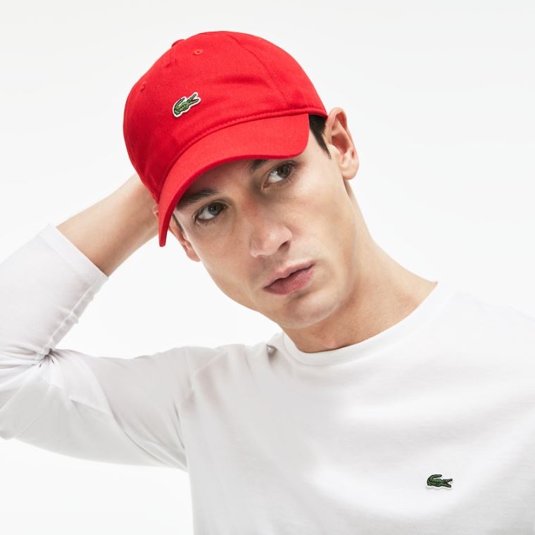 Lacoste Embroidered Crocodile Bomull Cap Rød | ivtSiMi3