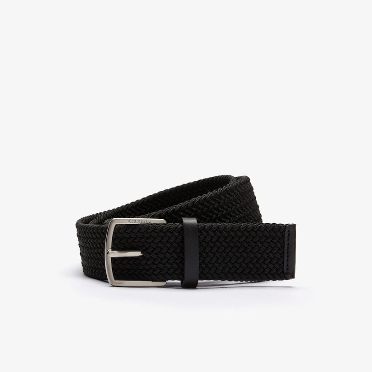 Lacoste Engraved Spenne Stretch Knitted Belt Svarte | zKwve10V