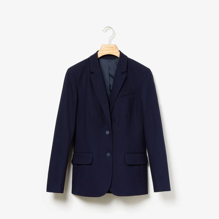 Lacoste Fitted Stretch Bomull Blazer Marineblå Blå | mEx5hA3z