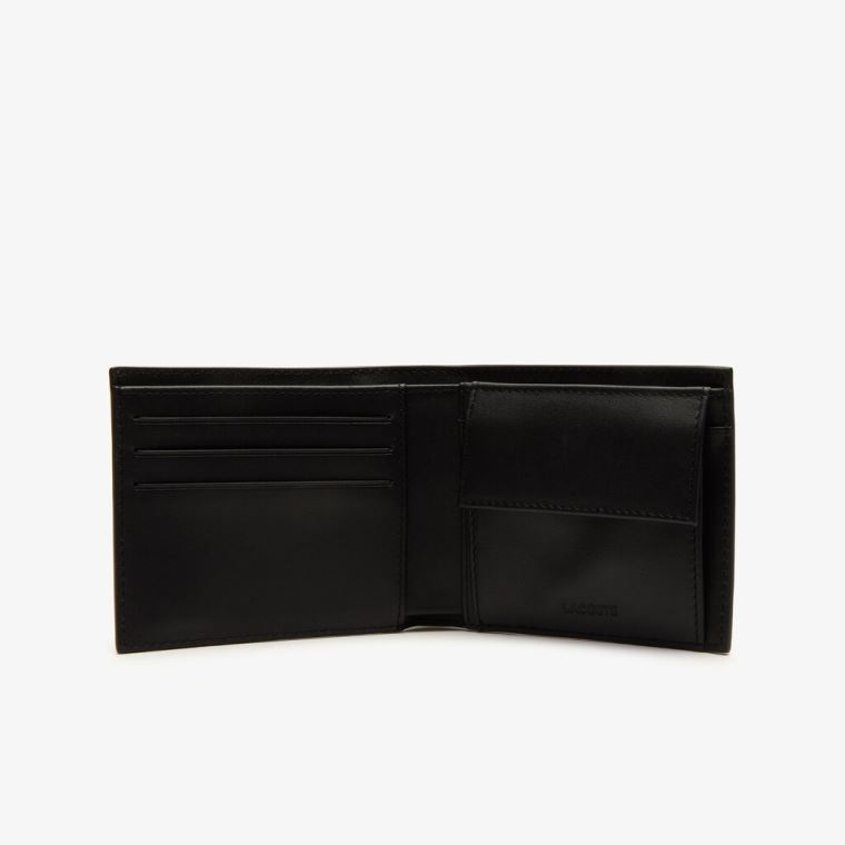 Lacoste Fitzgerald Lær Wallet And Card Holder Set Svarte | WOznEaaT