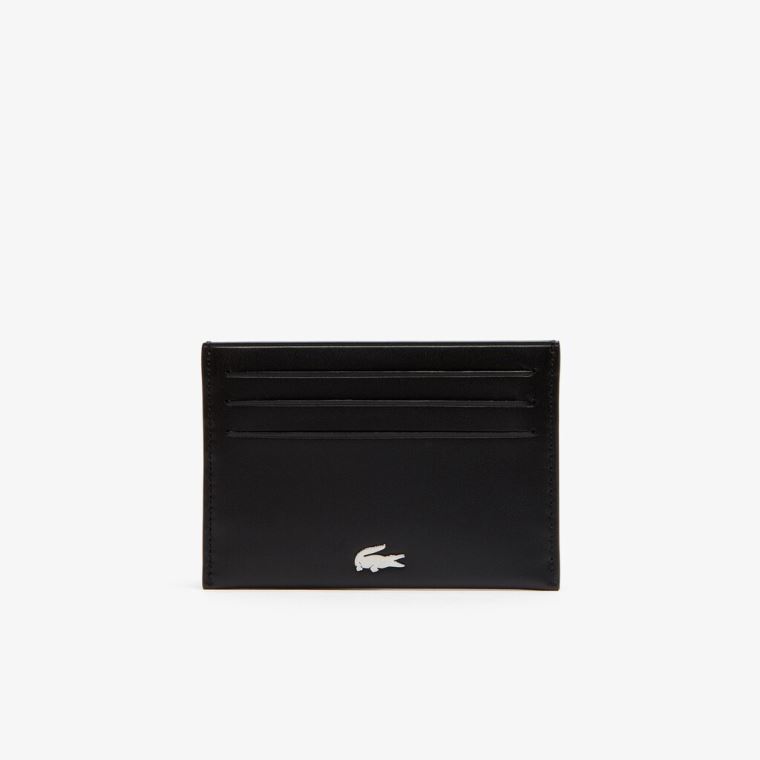 Lacoste Fitzgerald Lær Wallet And Card Holder Set Svarte | WOznEaaT