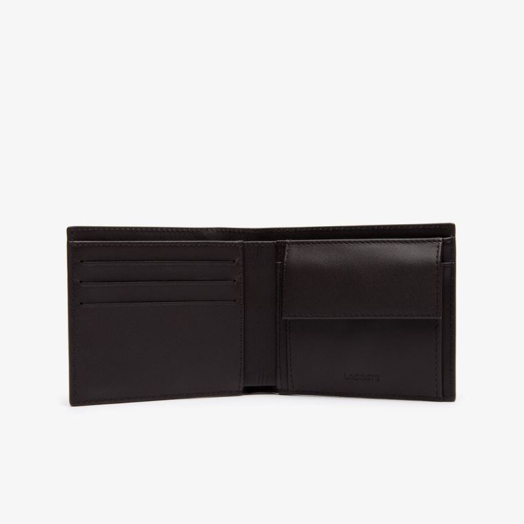 Lacoste Fitzgerald billfold in leather Mørke Brune | CAEiwd4x