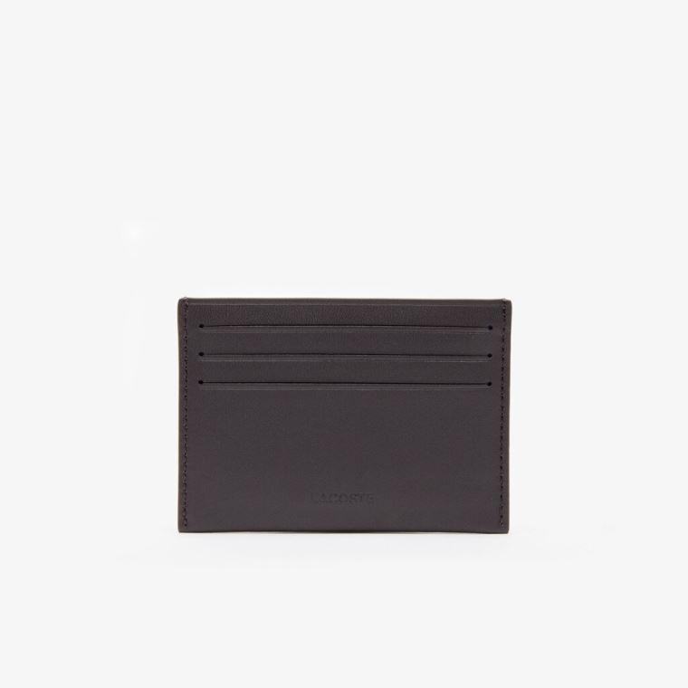 Lacoste Fitzgerald credit card holder in leather Mørke Brune | e5WCwspy