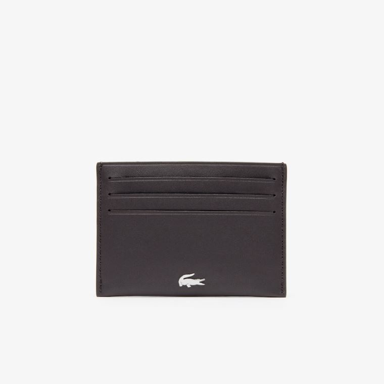 Lacoste Fitzgerald credit card holder in leather Mørke Brune | e5WCwspy