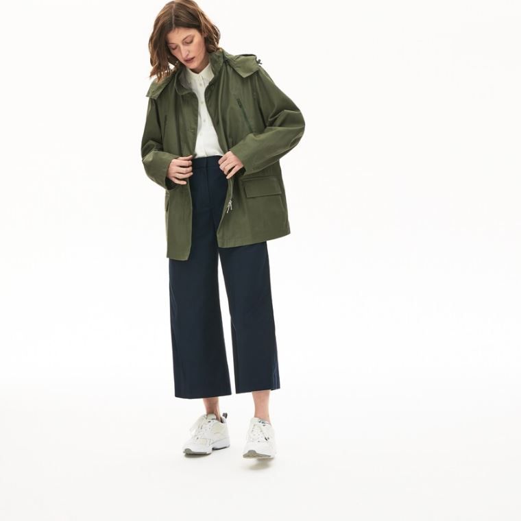 Lacoste Flared Vann-Resistant Parka Khaki Grønn | q0AT2RDq