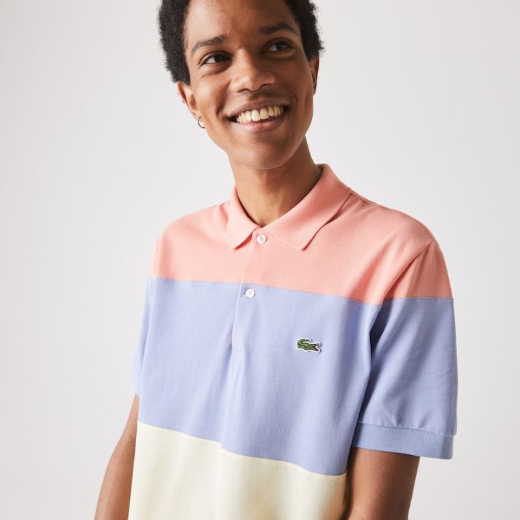 Lacoste Fresh And Light Bomull Piqué Classic Fit Polo Shirt Turkis Gul Lilla Rosa | X67qISd5