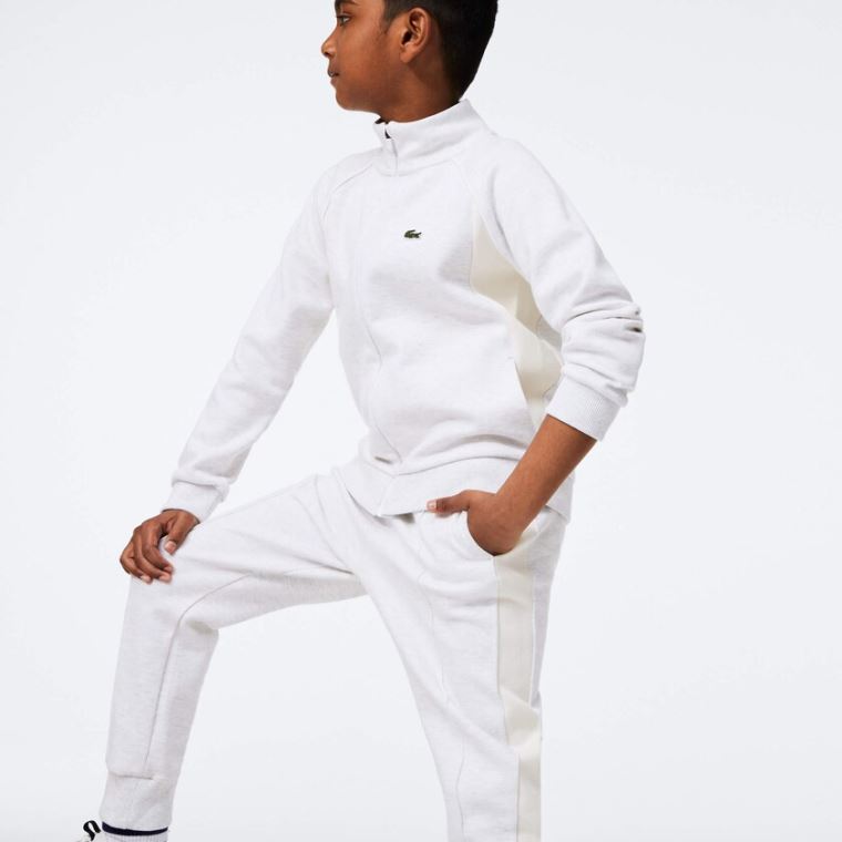 Lacoste Full-Zip Contrast Side Panels Fleece Pants Grå Hvite Marineblå Blå | t8PmjA9R