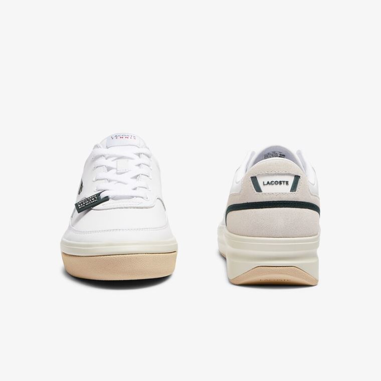 Lacoste G80 Lær and Semsket Skinn Sneakers Hvite | 5T2kiLpv